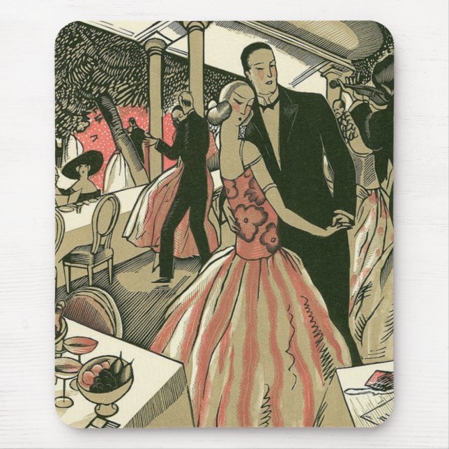 Vintag Art Deco Wedding, Newlyweds First Dance Mousepad (Vorne)