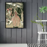 Vintag Art Deco Wedding, Newlyweds First Dance Poster<br><div class="desc">Vintage Illustrations-Liebe und romantisches Deko-Design mit einem frisch gekleideten Ehepaar,  das bei der Hochzeitsfeier beim Tanzen in einem formalen Kleid gekleidet ist. Die schöne Braut ist in einem eleganten Kleid aus Abend mit zarten,  rosafarbenen Blume,  und der hübsche Bräutigam befindet sich in einem Tuxedo-Anzug.</div>