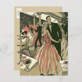 Vintag Art Deco Wedding, Newlyweds First Dance Postkarte