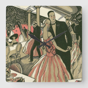 Vintag Art Deco Wedding, Newlyweds First Dance Quadratische Wanduhr