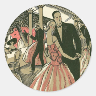 Vintag Art Deco Wedding, Newlyweds First Dance Runder Aufkleber