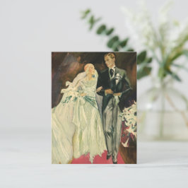 Vintag Art Deco Wedding Newlyweds Save the Date Ankündigungspostkarte