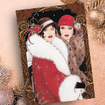 Vintag Art Deco Weihnachten<br><div class="desc">Schöne Vintage Retro Weihnachtskunst Deko Frauen Urlaubskarte. Verschicken Sie eine dieser wunderschönen Deko-Frauenkarten an Freunde und Familie. Auch perfekt für Sammler. Karo die Art-Déco-Kollektion in meinem Laden für mehr so.</div>