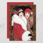Vintag Art Deco Weihnachten<br><div class="desc">Schöne Vintage Retro Weihnachtskunst Deko Frauen Urlaubskarte. Verschicken Sie eine dieser wunderschönen Deko-Frauenkarten an Freunde und Familie. Auch perfekt für Sammler. Karo die Art-Déco-Kollektion in meinem Laden für mehr so.</div>