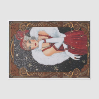 Vintag Art Deco Weihnachtsfrauen Decoupage Seidenpapier