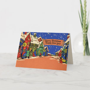 Vintag Art Deco Weihnachtskarte Feiertagskarte