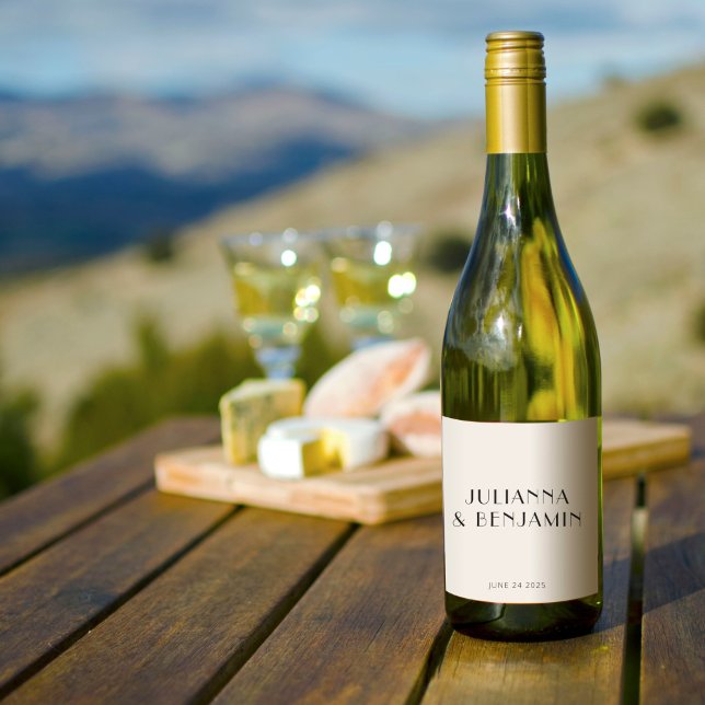 Vintag Art Deco White Custom Wedding Weinetikett (Von Creator hochgeladen)