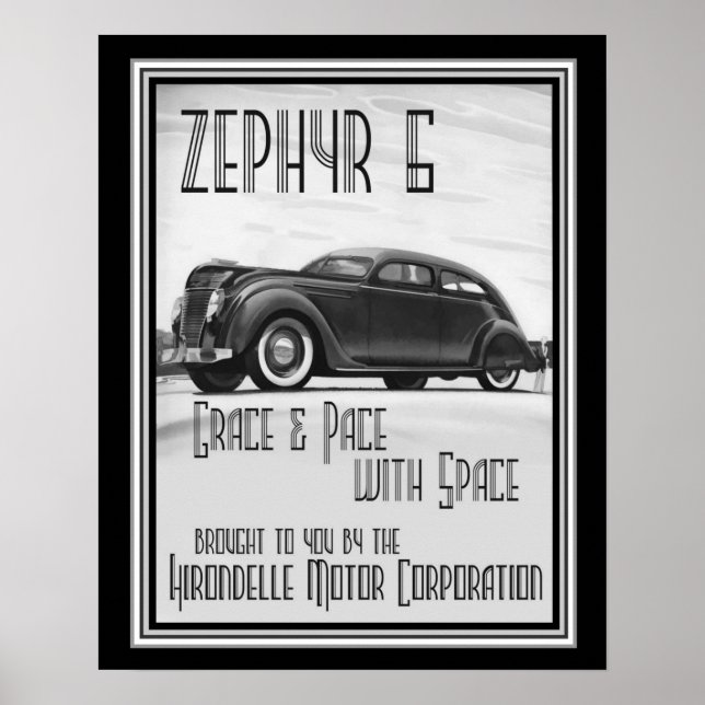 Vintag Art Deco Zephyr 6 Ad 16x20 Poster (Vorne)
