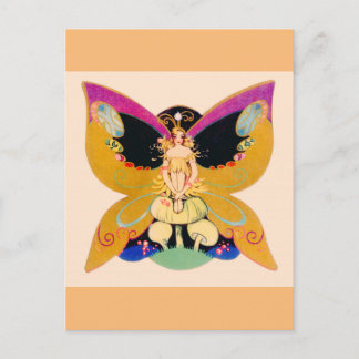 Vintag Art Deko Schmetterlingsmärchen Postkarte