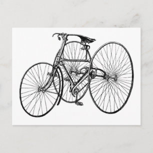 Vintag Art Early Bicycle Tricycle Steampunk Postkarte