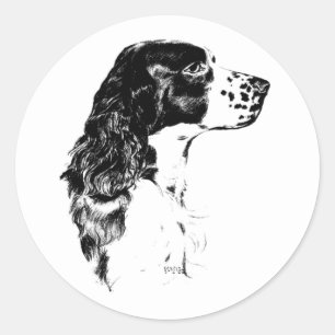 Vintag Art English Springer Spaniel Dog Runder Aufkleber
