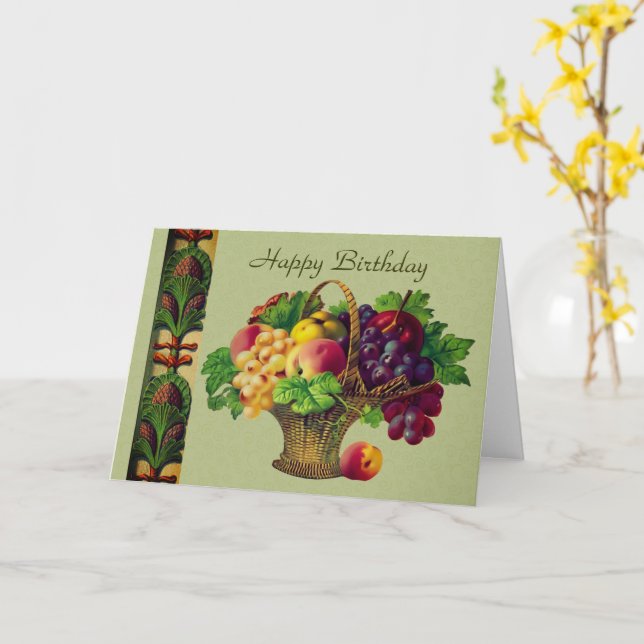 Vintag Art Fruit Basket Geburtstag Karte (Gelbe Blume)