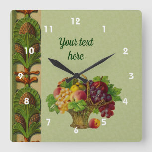 Vintag Art Fruit Basket Personalisiert Quadratische Wanduhr