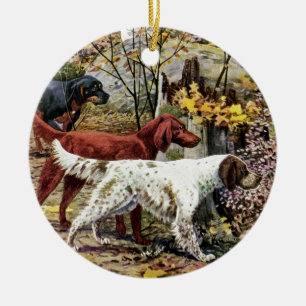 Vintag Art Hund Liebhaber Setters Keramik Ornament