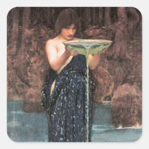 Vintag Art John W. Waterhouse Circe Invidiosa Quadratischer Aufkleber