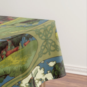 Vintag Art Nouveau 1900 Dutch Windmill Pattern Tischdecke