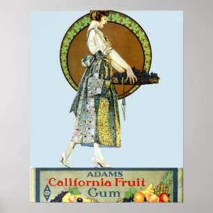 Vintag Art Nouveau Adams Gum Ad by Coles Phillips Poster