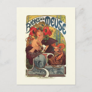 Vintag Art Nouveau Alphonse Mucha Postkarte