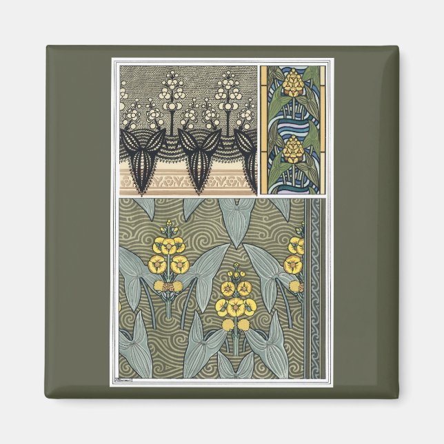 Vintag Art Nouveau Arrowhead Garden Blume Magnet (Vorne)