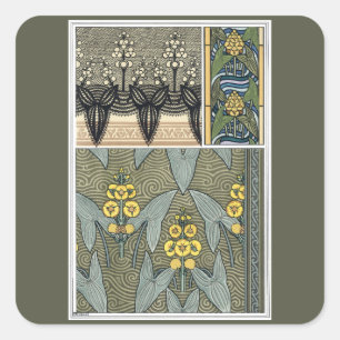 Vintag Art Nouveau Arrowhead Garden Blume Quadratischer Aufkleber