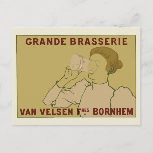 Vintag Art Nouveau Belgische Biersorte Postkarte