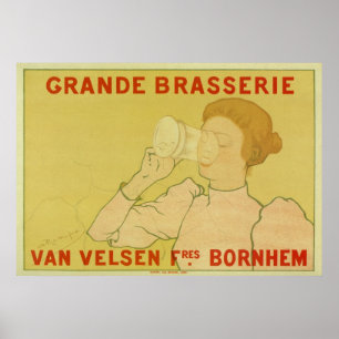 Vintag Art Nouveau Belgium Beer ad Poster