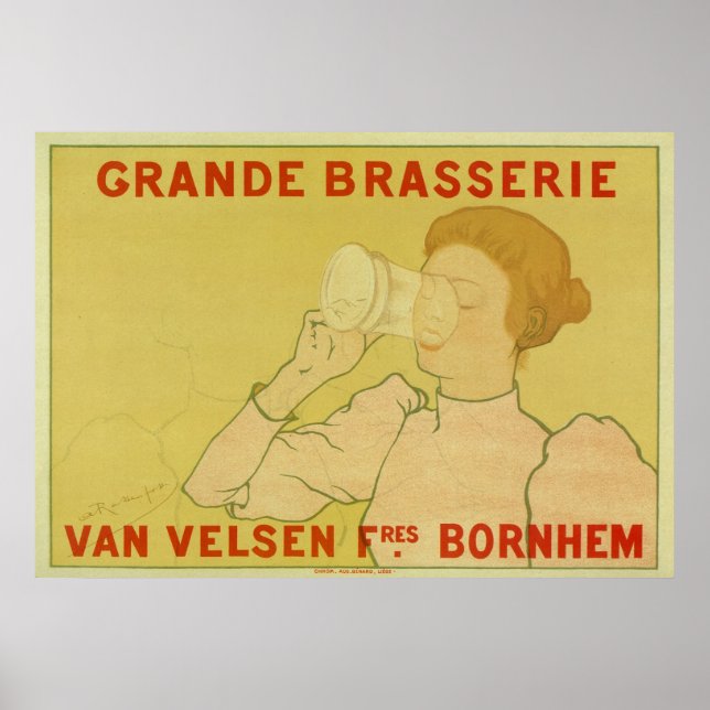 Vintag Art Nouveau Belgium Beer ad Poster (Vorne)