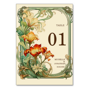 Vintag Art Nouveau Botanical Mucha Vielen Dank Tischnummer