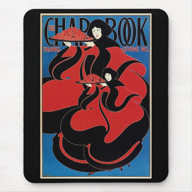 Vintag Art Nouveau Chap Book Erntedank Mousepad (Vorne)