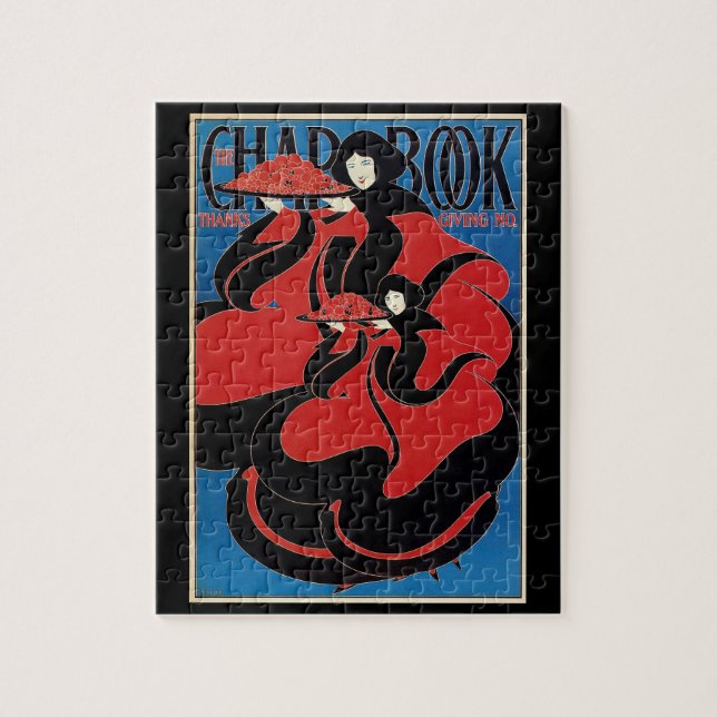 Vintag Art Nouveau Chap Book Erntedank Puzzle (Vertikal)