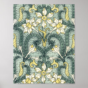 Vintag Art Nouveau Daffodil Narcissus Blume Poster
