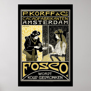 Vintag Art Nouveau Dutch Chocolate Ad Poster