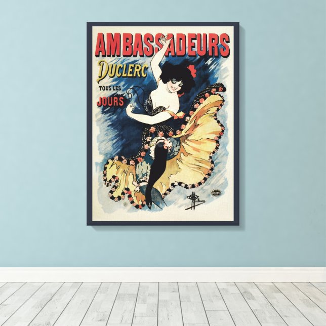 Vintag Art Nouveau Flamenco Dancer, Botschafter Leinwanddruck (Insitu (Holzboden))