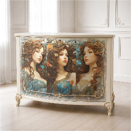 Vintag Art Nouveau Floral Goddess Viktorianisch Bo Seidenpapier