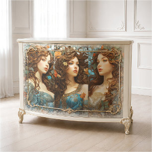 Vintag Art Nouveau Floral Goddess Viktorianisch Bo Seidenpapier