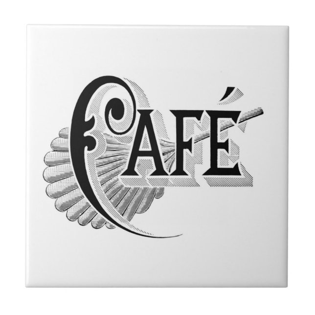 Vintag Art Nouveau Französisch Chic Café Kaffee Ti Fliese (Vorderseite)
