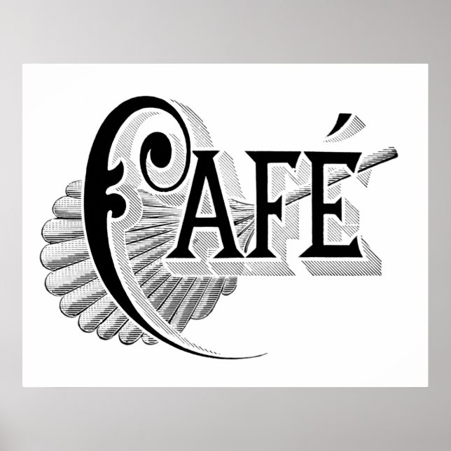 Vintag Art Nouveau French Chic Cafe Logo Poster (Vorne)