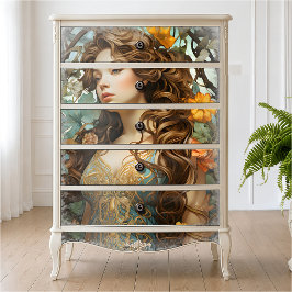 Vintag Art Nouveau Goddess Viktorianisch Boho Flor Seidenpapier