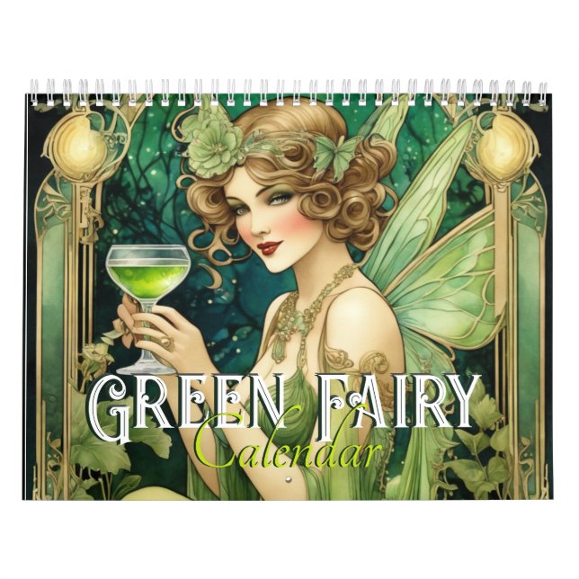 Vintag Art Nouveau Green Faiasy Fee Frauen Kalender (Titelbild)