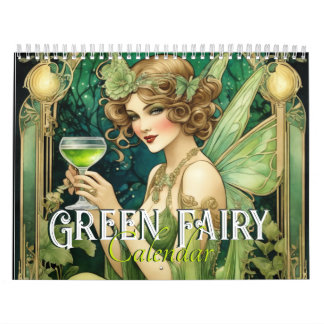 Vintag Art Nouveau Green Faiasy Fee Frauen Kalender