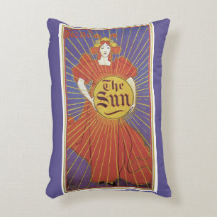 Vintag Art Nouveau, New York Sun Newspapier Dekokissen