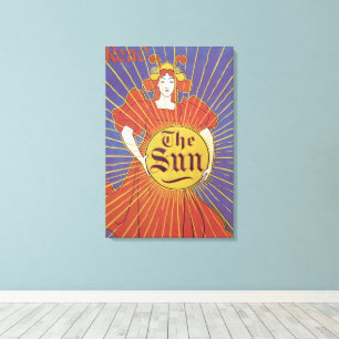 Vintag Art Nouveau, New York Sun Newspapier Leinwanddruck