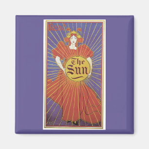 Vintag Art Nouveau, New York Sun Newspapier Magnet