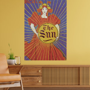 Vintag Art Nouveau, New York Sun Newspapier Poster