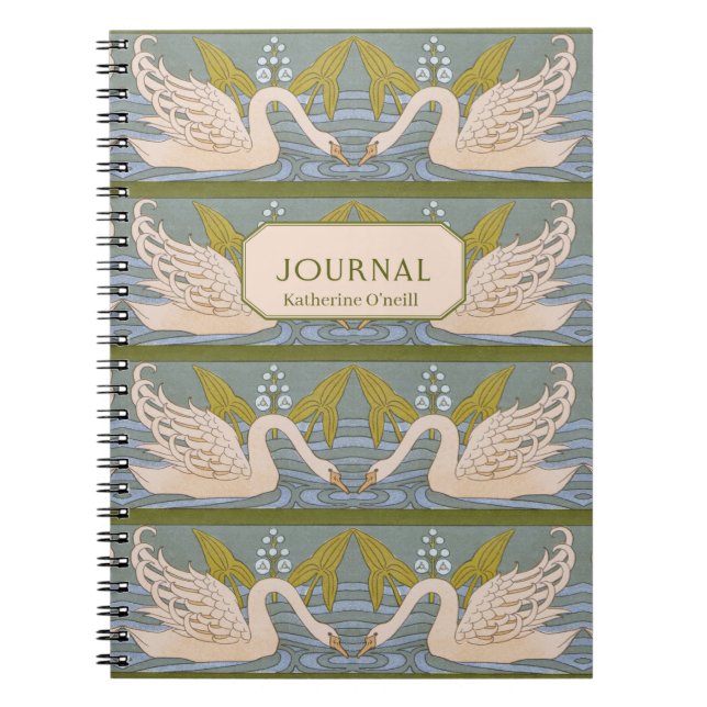 Vintag Art Nouveau Swan Pattern Journal Notizblock (Vorderseite)