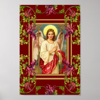Vintag Art Poster Angel Floral Religious