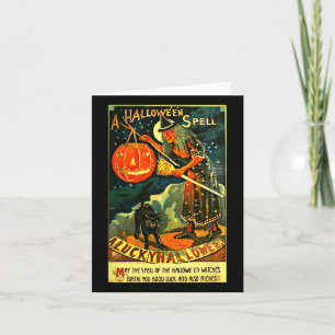 Vintag Art Retro Halloween Hexe Karte