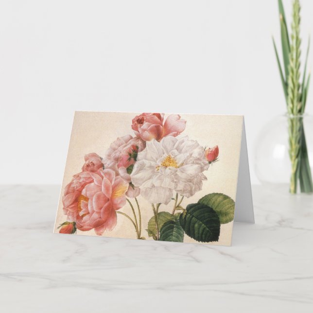 Vintag Art Rose Blume Grußkarte Karte (Vorderseite)