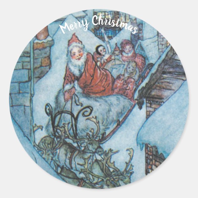Vintag Arthur Rackham Weihnachtsgrüße Runder Aufkleber (Vorderseite)