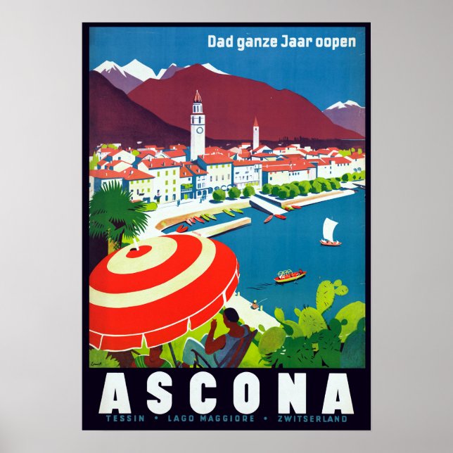 Vintag Ascona Schweiz Reisen Poster (Vorne)